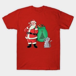 Cat and santa claus T-Shirt